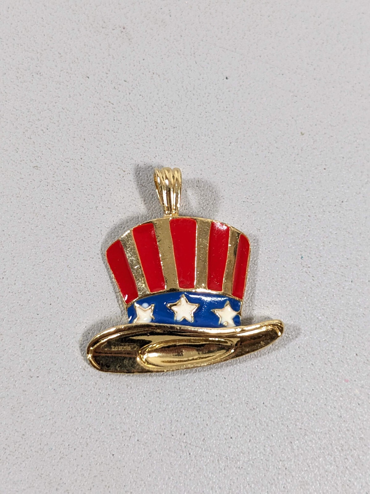 Vintage Bergdorf Goodman US American Patriotic Stars Stripe Hat Pendant