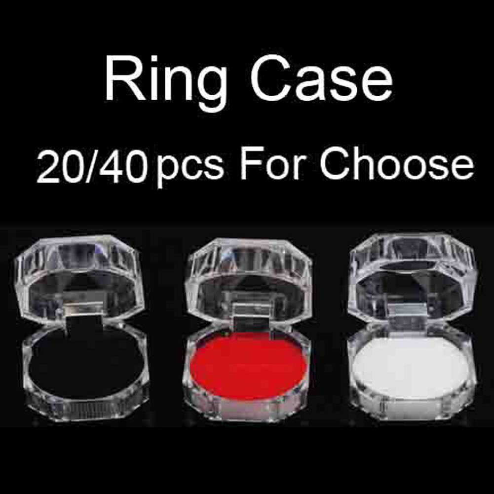 20/40 PCS Plastic Transparent Crystal Lots Jewelry Ring Display storage boxes