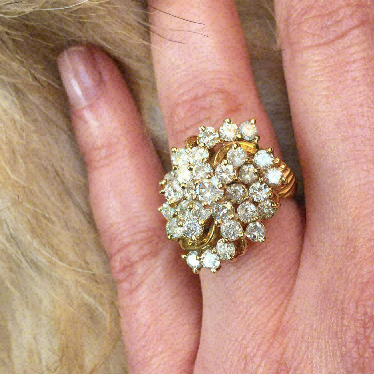 1.50Ct Lab Created Round Diamond Cluster Wedding Ring 14K Yellow Gold Over