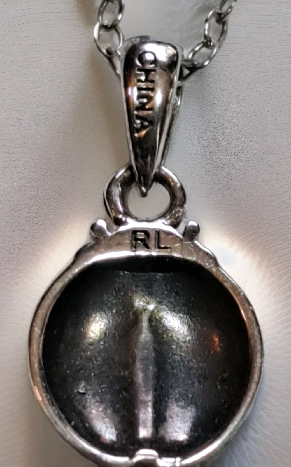 Ralph Lauren RL Signed Sterling Ladybug Pendant Choker Necklace 925 Silver 12″