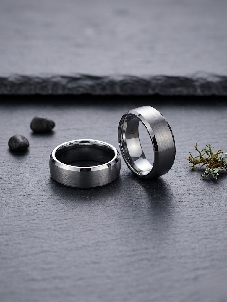 Tungsten Wedding Band Ring Brushed Silver Mens Jewelry 6mm 8mm Sizes 7-13