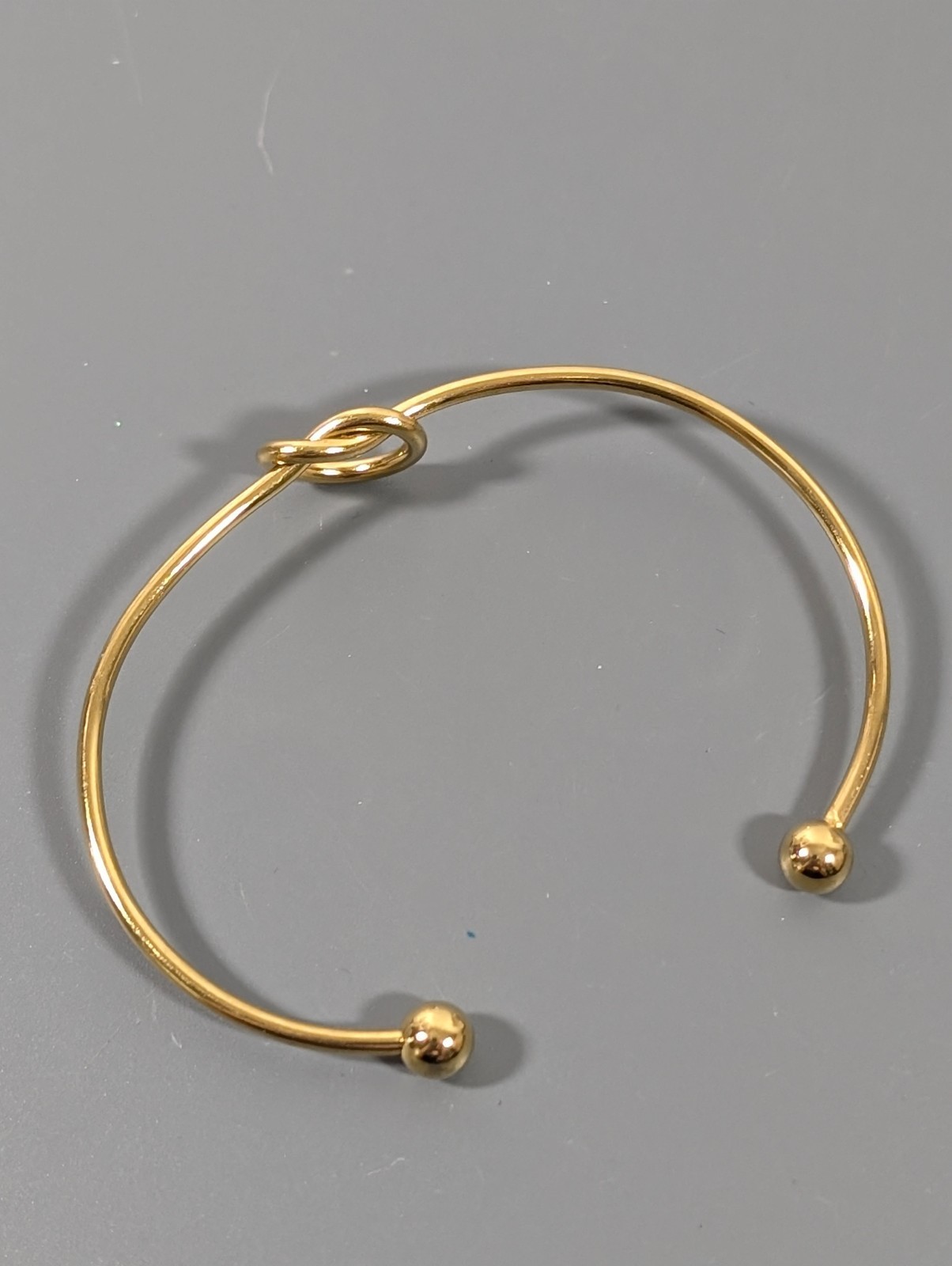 Gold Tone Knot Cuff Bracelet Stacking Retro Minimalist 6.5 in