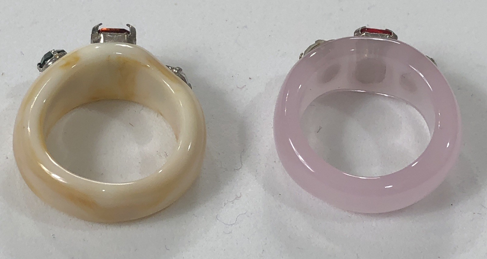 Acrylic Resin Ring Bling Rhinestone Set of 2 – Size 7