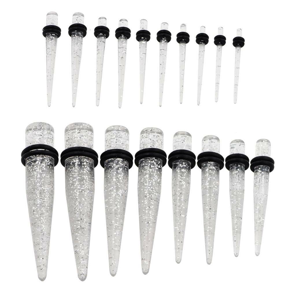 12/14/18PCS Acrylic Taper Stretching Kit Ear Gauge Plugs 14G-20MM Multicolor Set