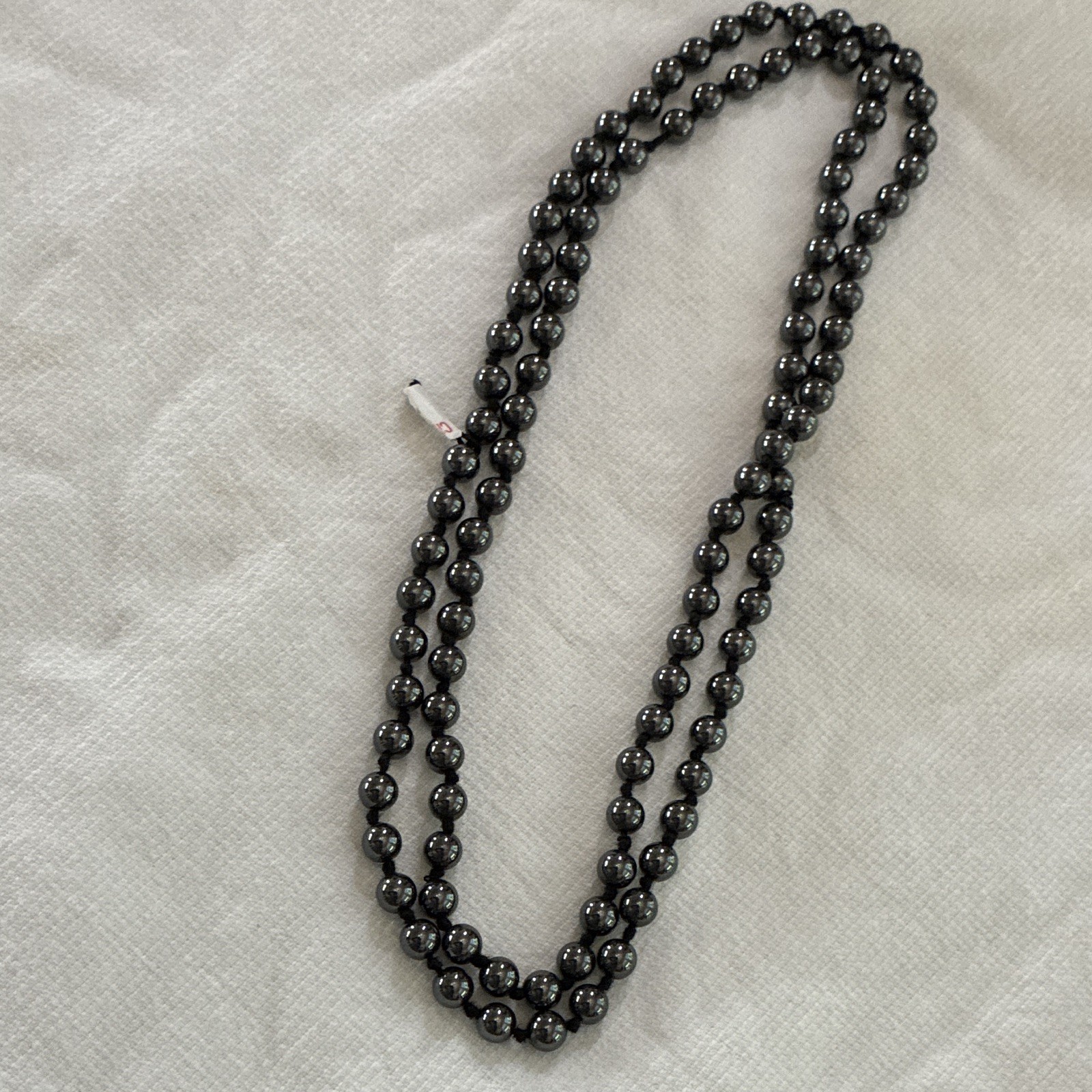 Black Hematite Beaded Necklace Round Ball Beads Stone Chain, Beaded Style