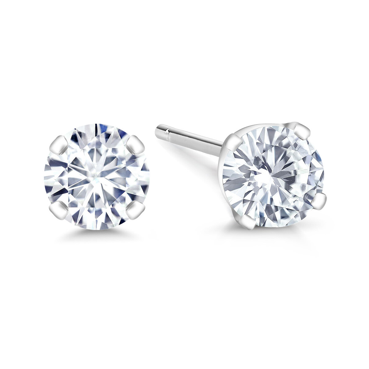 14K White Gold Lab Grown Diamond Stud Earrings | Gold Earrings For Women | E-F