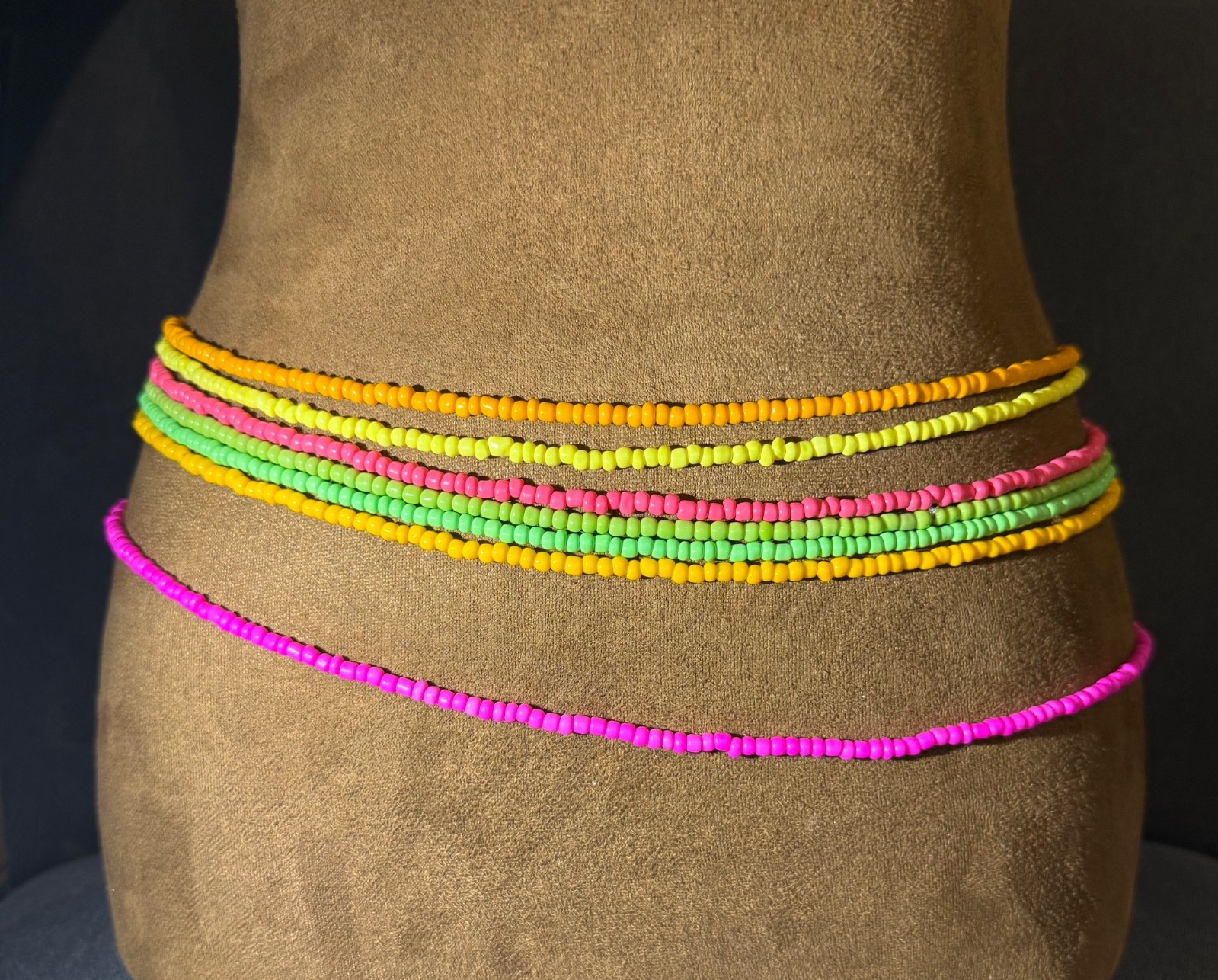 7pc Multi‑Color Stretch Waist Beads Set – Adjustable, Handmade, Body Jewelry