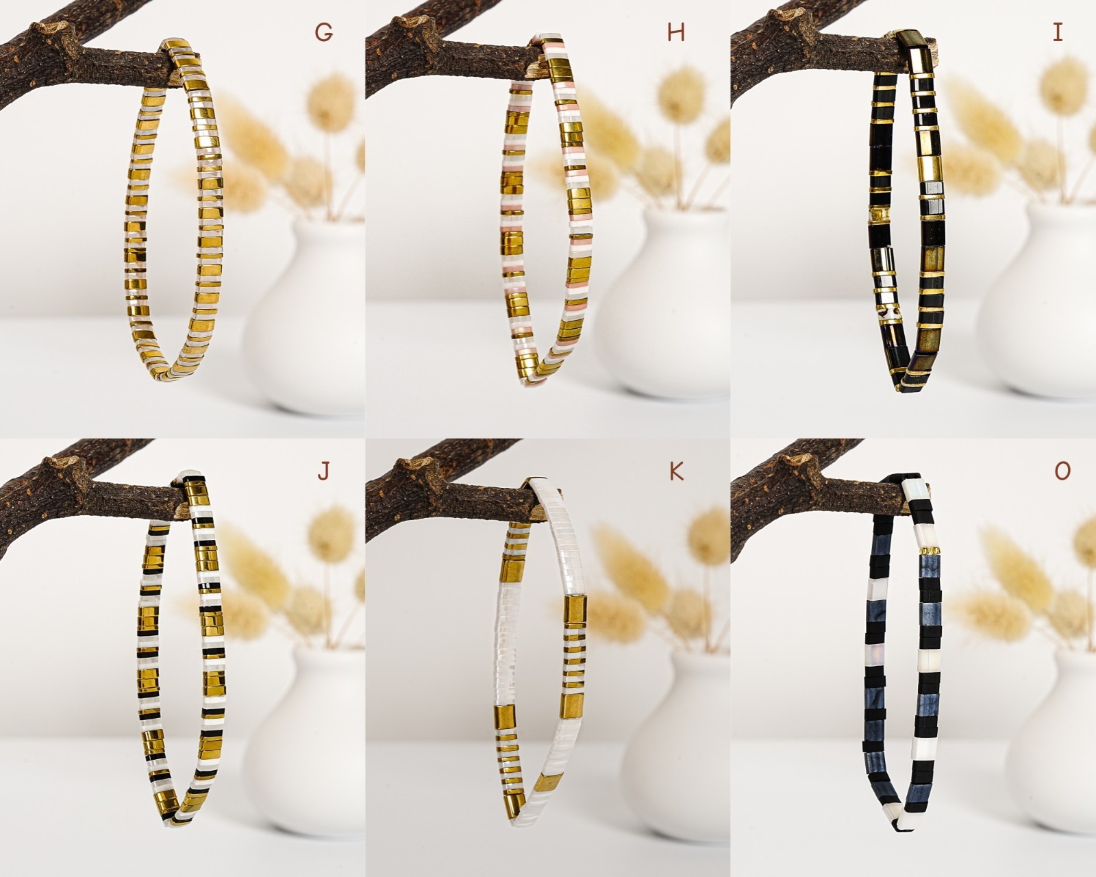 Tile Tila Bracelet,Stackable Boho Glass Bead Bracelets,Summer Jewelry-DESERT