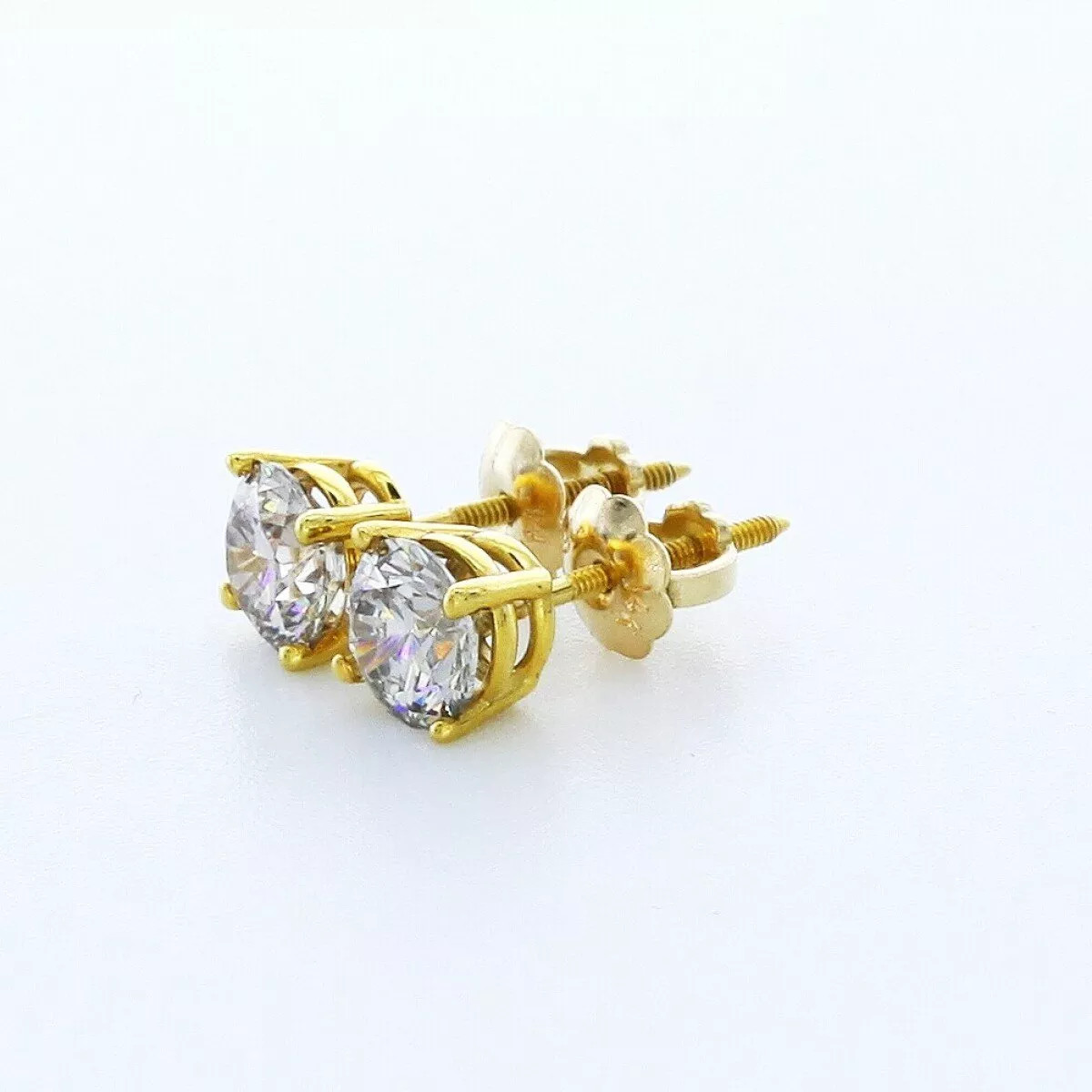 Stud Earrings Classic Solid 14K White Gold 1.40 CT Round Natural Diamond G SI1