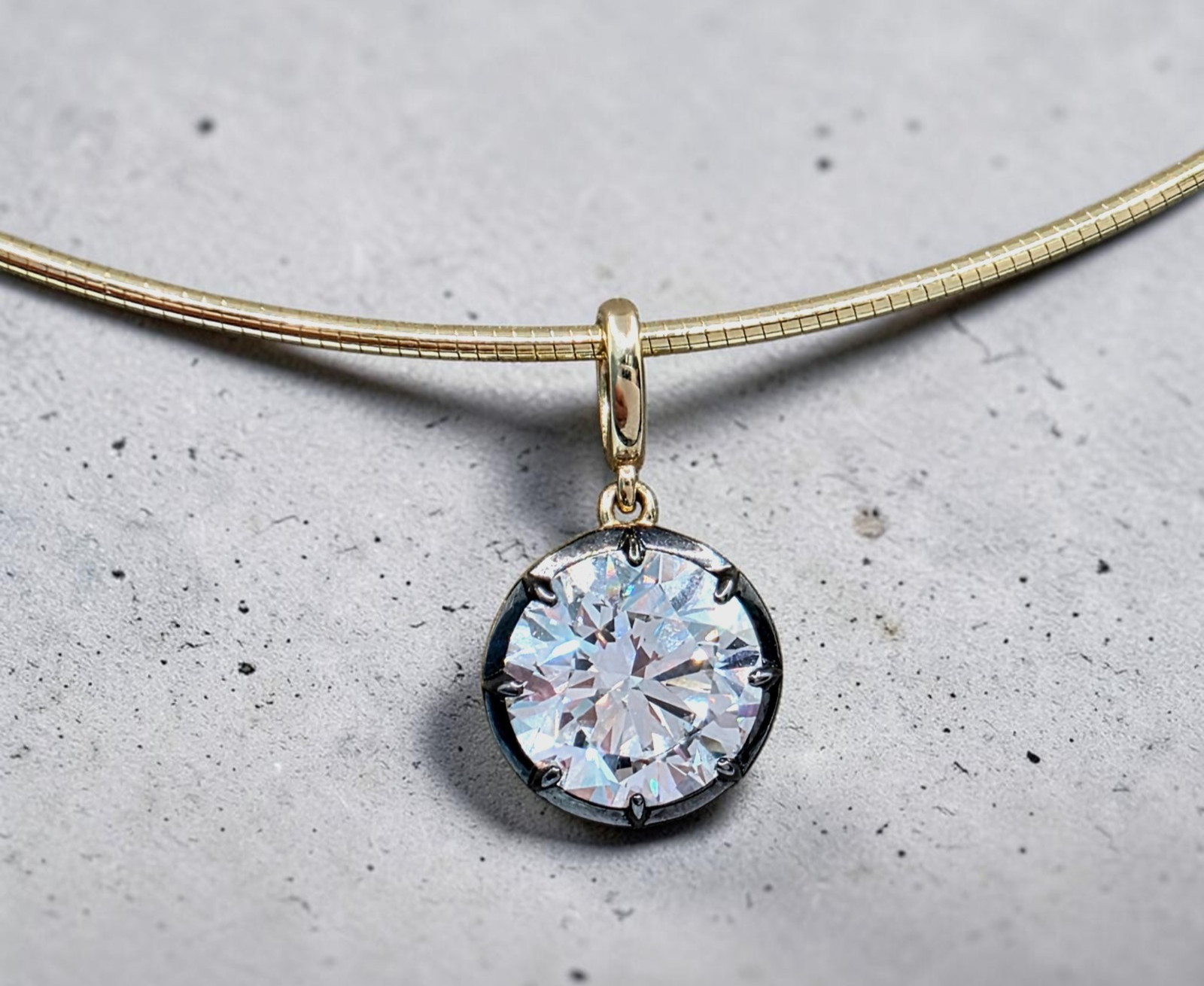 4.00 Ct Round Lab Grown Diamond Georgian Style Pendant 14K Yellow Gold IGI