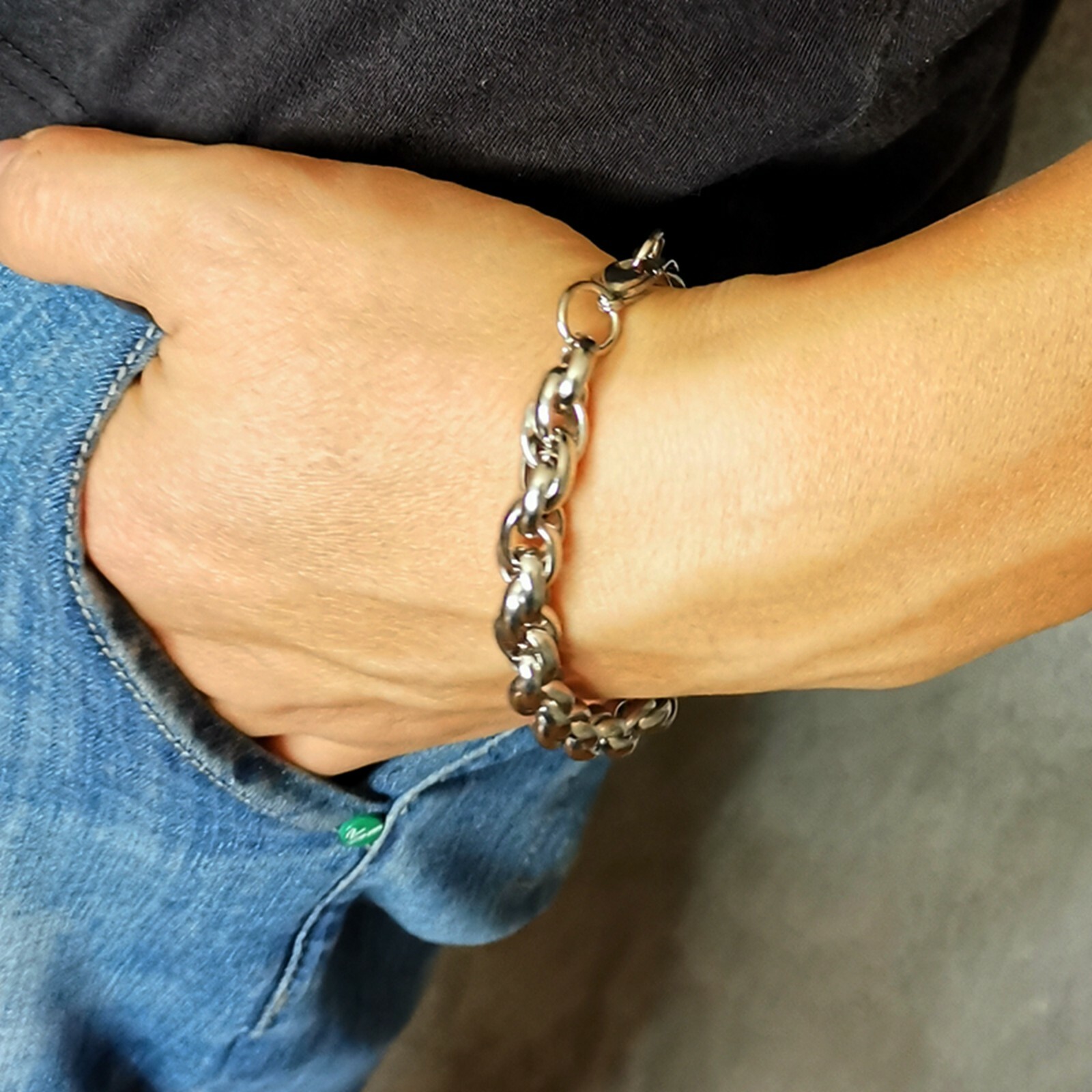 Shining 9mm S.steel Silver rope Link Chain Men’s Bracelet Necklace 7in–40in