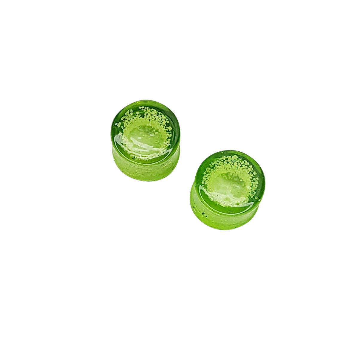 Ear Plugs Glass Double Flare Lemon Lime Green – Sold as a pair