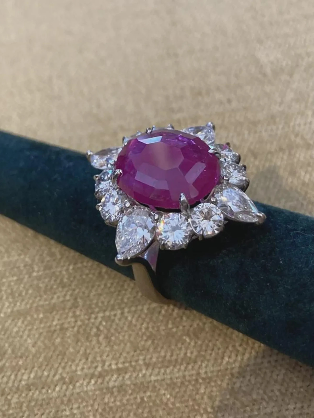 5.00 Ct Cushion Cut Natural Ruby Diamond Engagement Ring 14K Solid White Gold 7