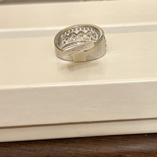 Size 7 Half Eternity Band Diamond CZ Silver Tone No Mark