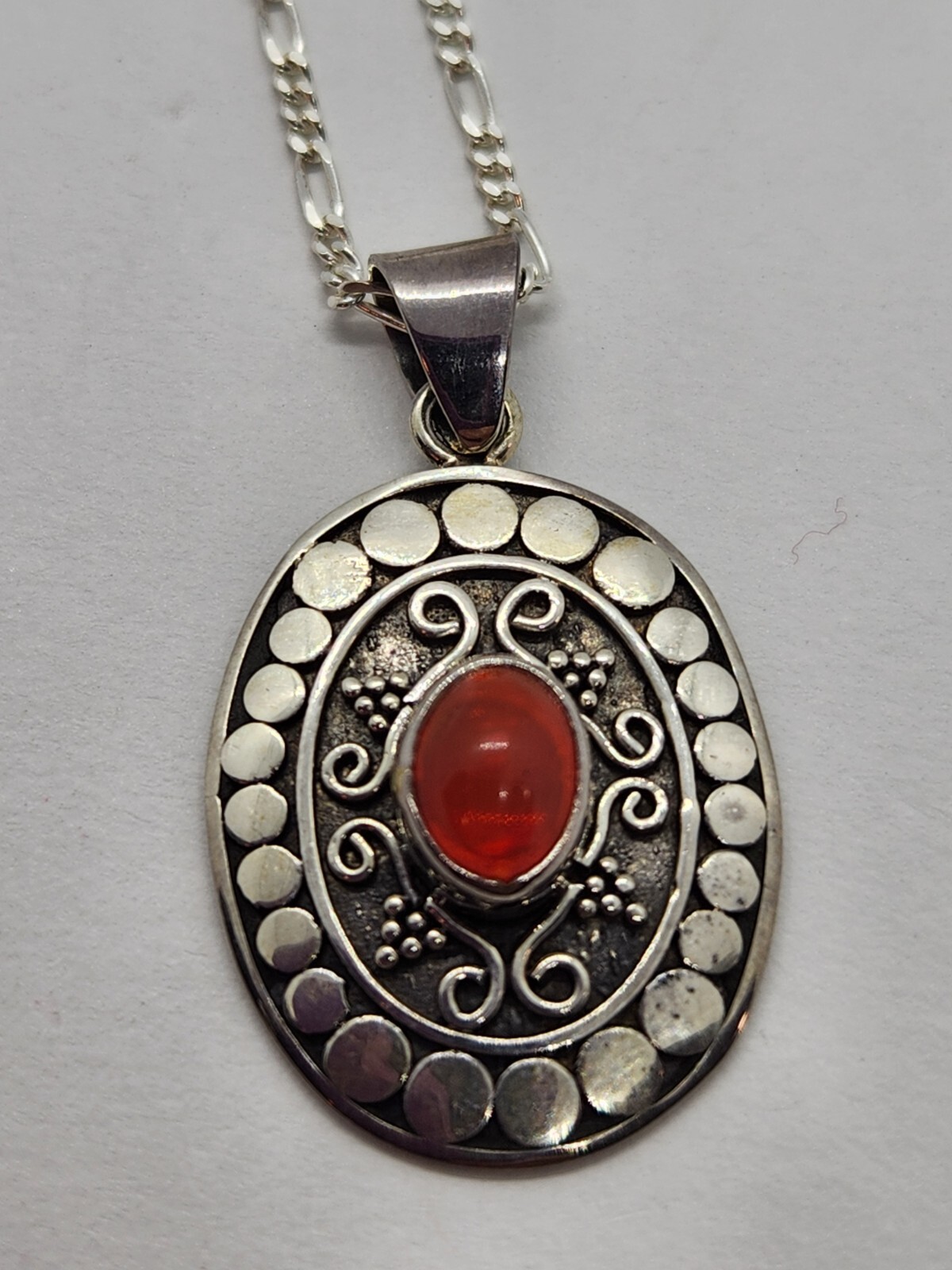 Carnelian Sterling Silver Necklace 20″
