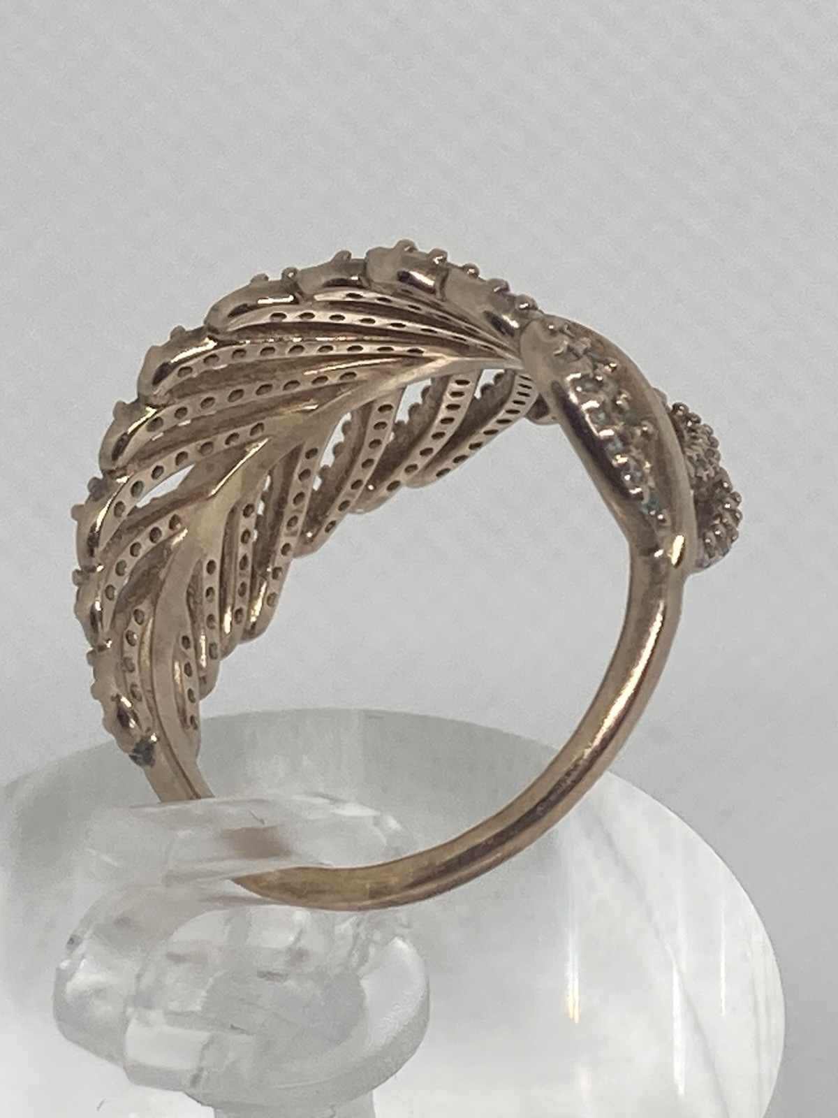 Stamped Algot Enevoldsen Pandora Light As A Feather Ring 14k Rose GP CZ Sz 6