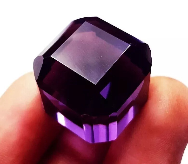 Amethyst Cube Cut 97-98 Ct Stunning Violet Natural Loose EGL Certified Gemstone