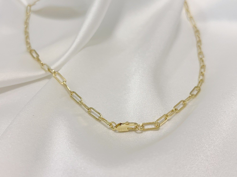 Real Genuine 10K Solid Yellow Gold Paperclip Chain Necklace 22inch 4mm