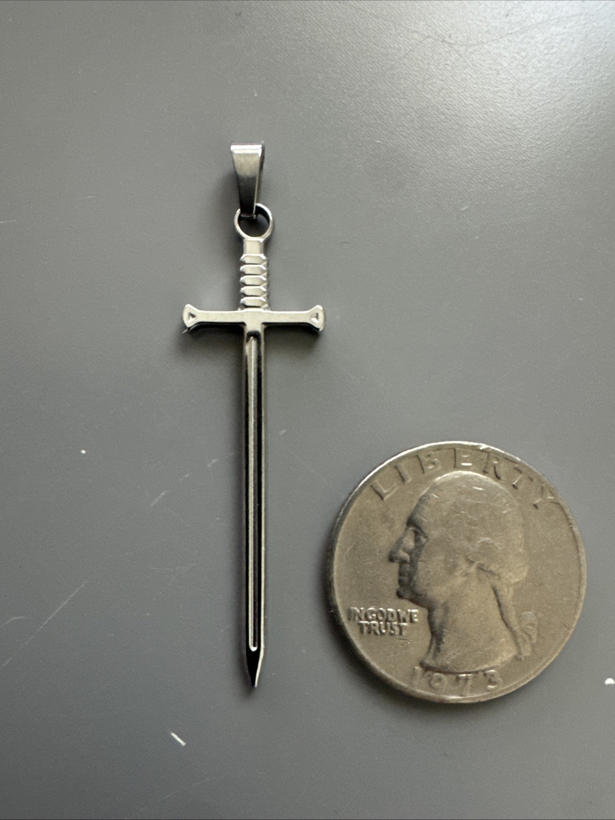 Silver Plated Sword Cross Pendant 20” Inch Necklace Chain Viking Gift Unisex