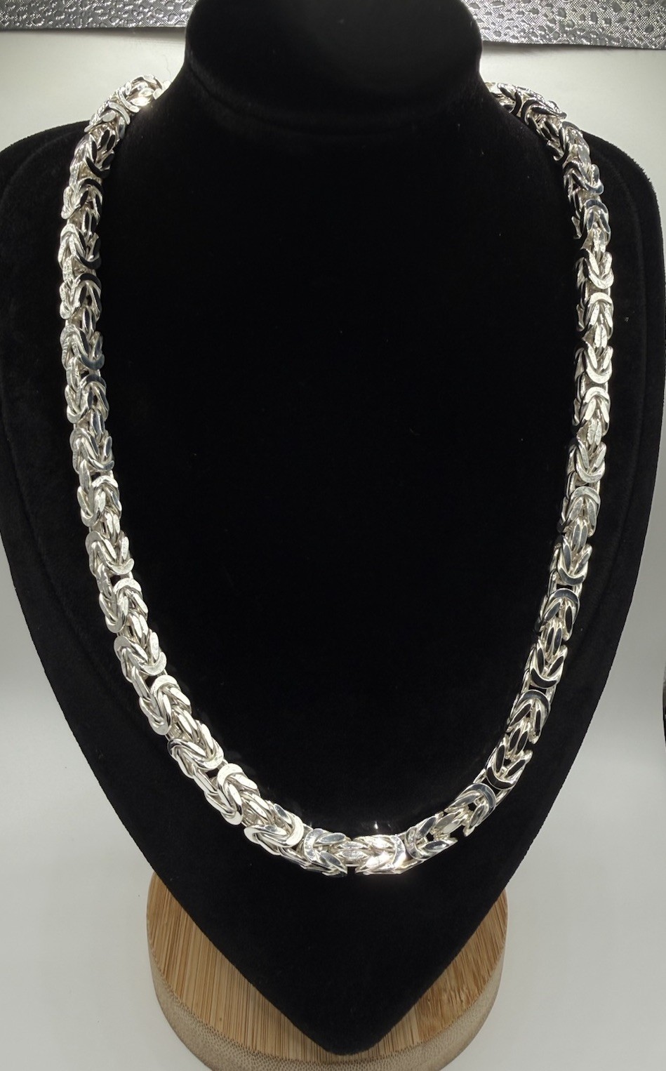 7.2mm Solid Sterling Silver 925 Square Byzantine Chain Necklace 77g Bold