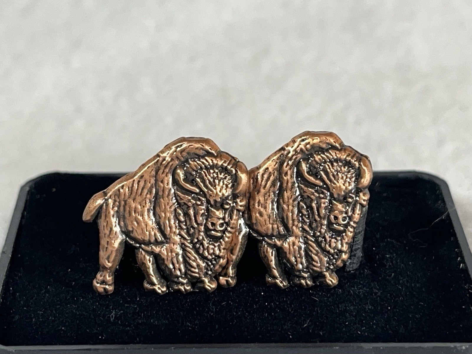 Buffalo Trace Standing Bison Copper Cufflink Pair In Box (see Description**)