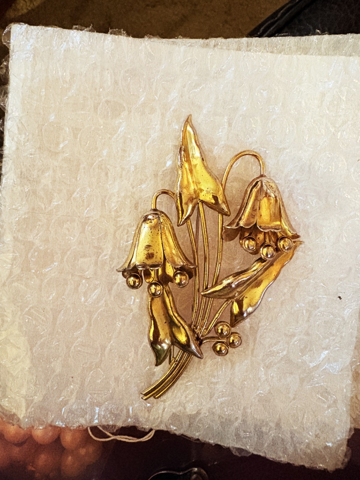 vintage 1940/s sterling silver Lily of the Valley brooch 4 x 2.25 28.5 grams