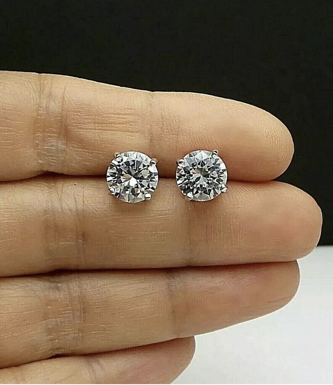 8.00 Ct Round Cut FL/D Lab Created Stud Earrings 14k White Gold Push Back 10mm