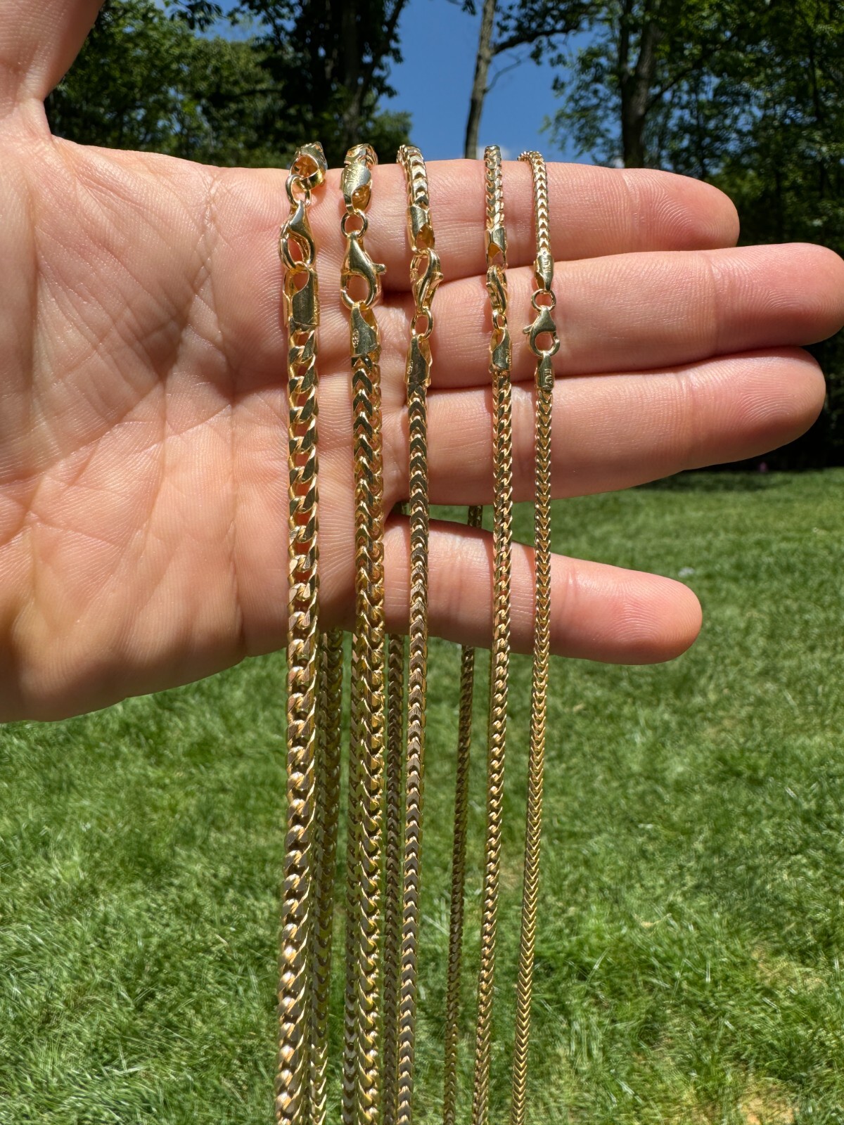 Men’s Real 14k Gold Plated Solid 925 Sterling Silver Franco Chain 2-5mm Necklace
