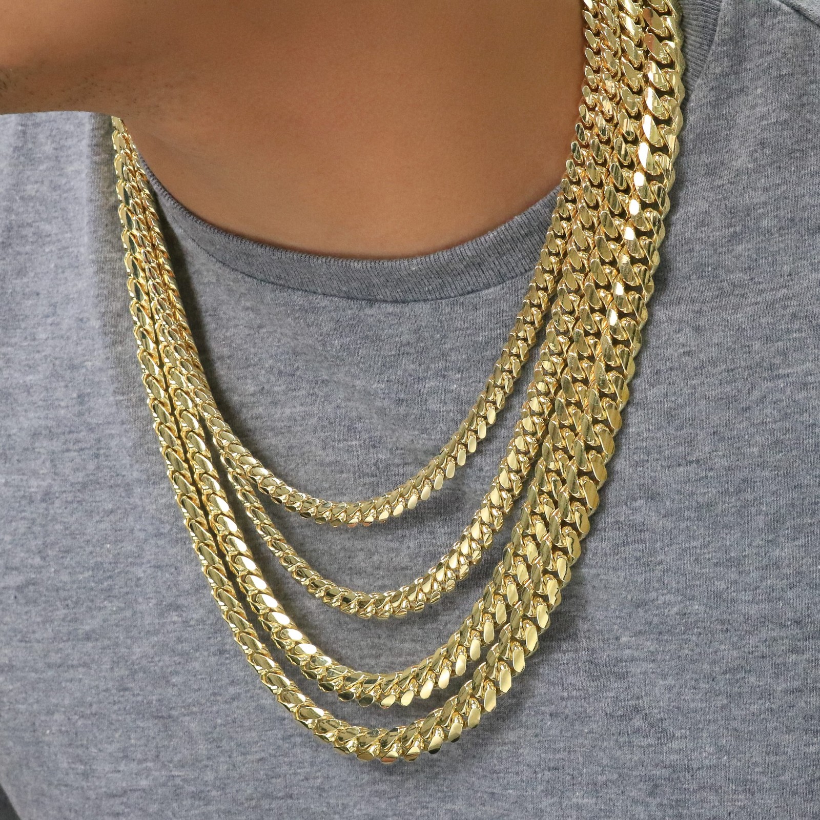 14K Yellow Gold Solid 2.7mm-11mm Miami Cuban Chain Link Necklace Bracelet 7″-30″