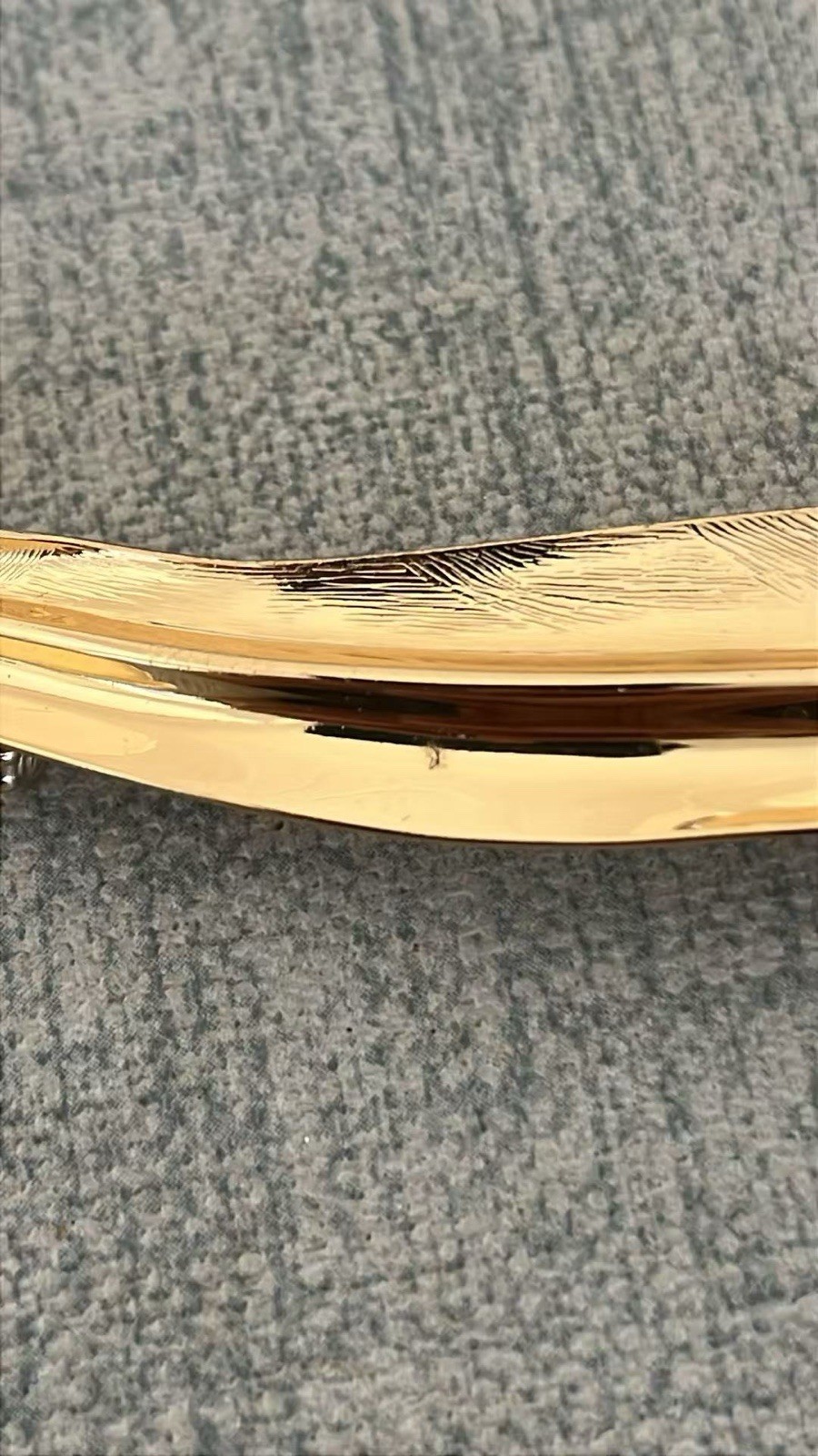 Vintage Christian Dior Feather Bird Leaf Glossy Gold-Tone Long Bar Brooch Pin
