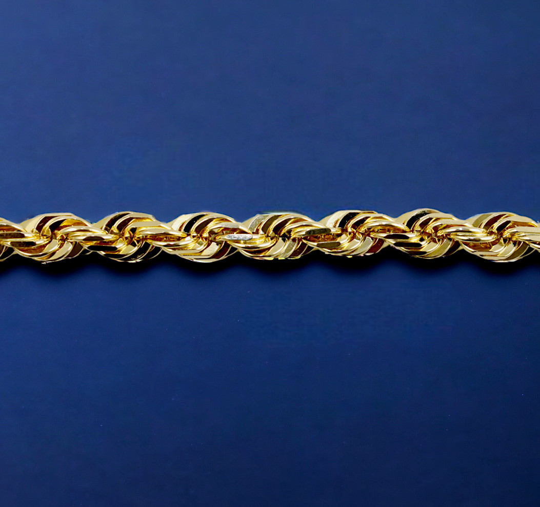 10K Yellow Gold 1mm-23mm Solid Rope Chain Necklace Diamond Cut All Sizes