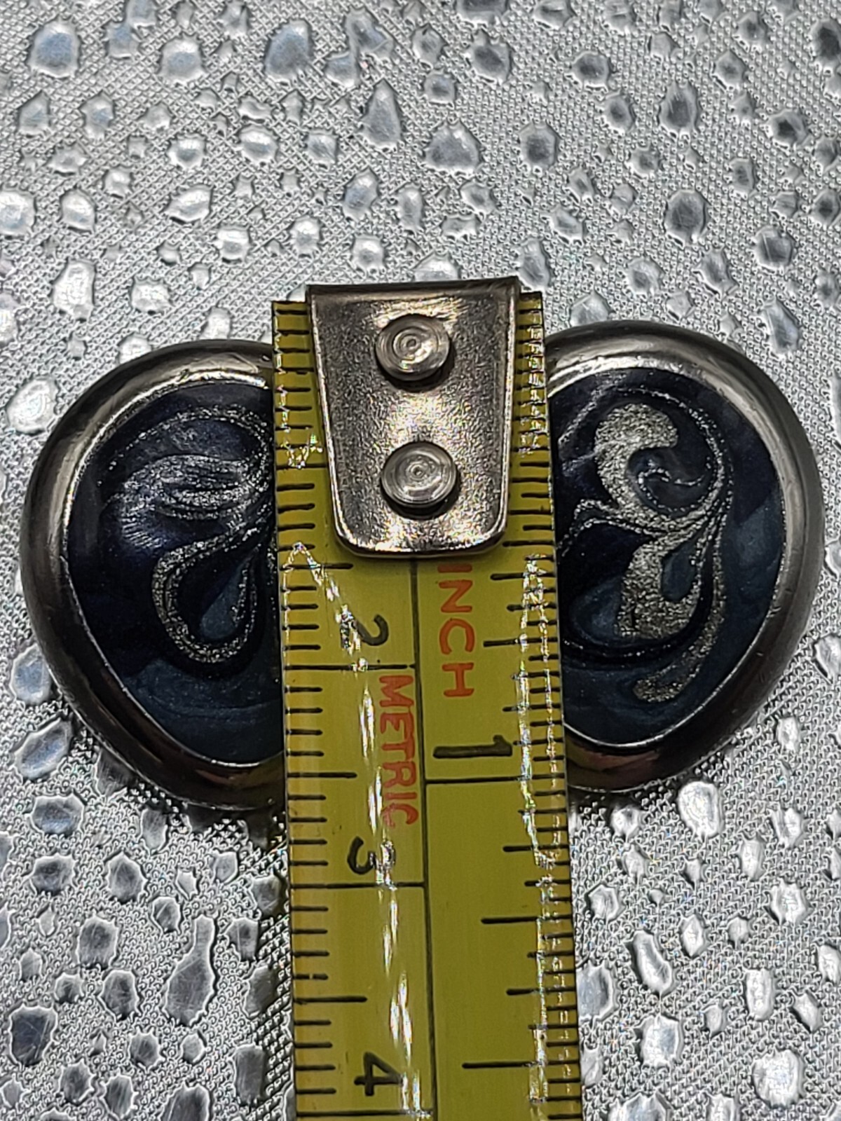 Vintage 80’s Blue and Silver Glitter Enamel Swirl Sliver Tone Clip On Earrings
