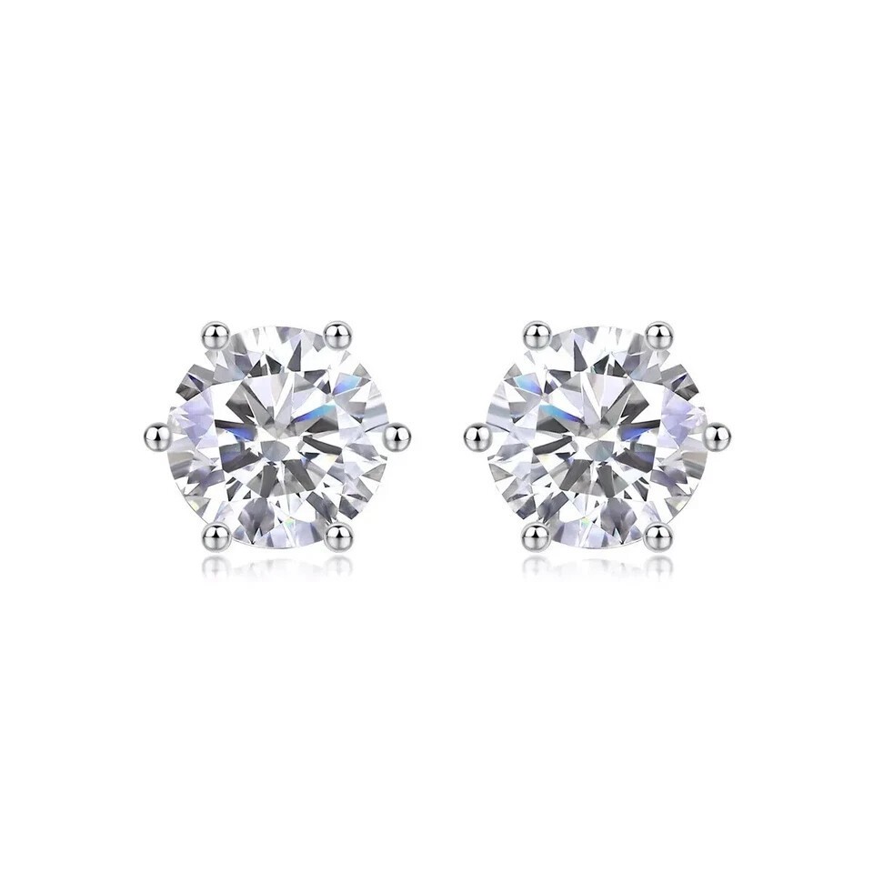 Customize: 6 Prong Set 0.8Ct Round Natural Diamond Stud Earrings 14k Yellow Gold