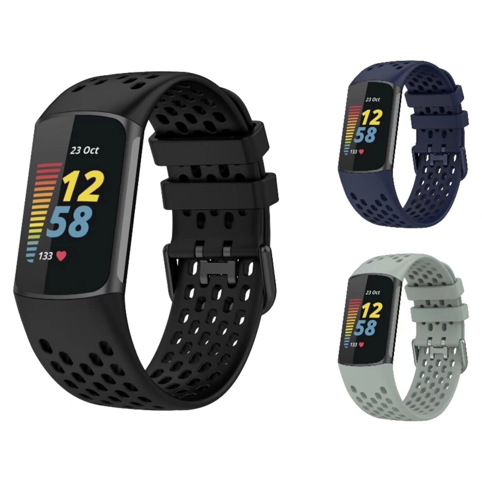 For Fitbit Charge 5/ Charge 6 Silicone Sports Replacement Breathable Band Strap