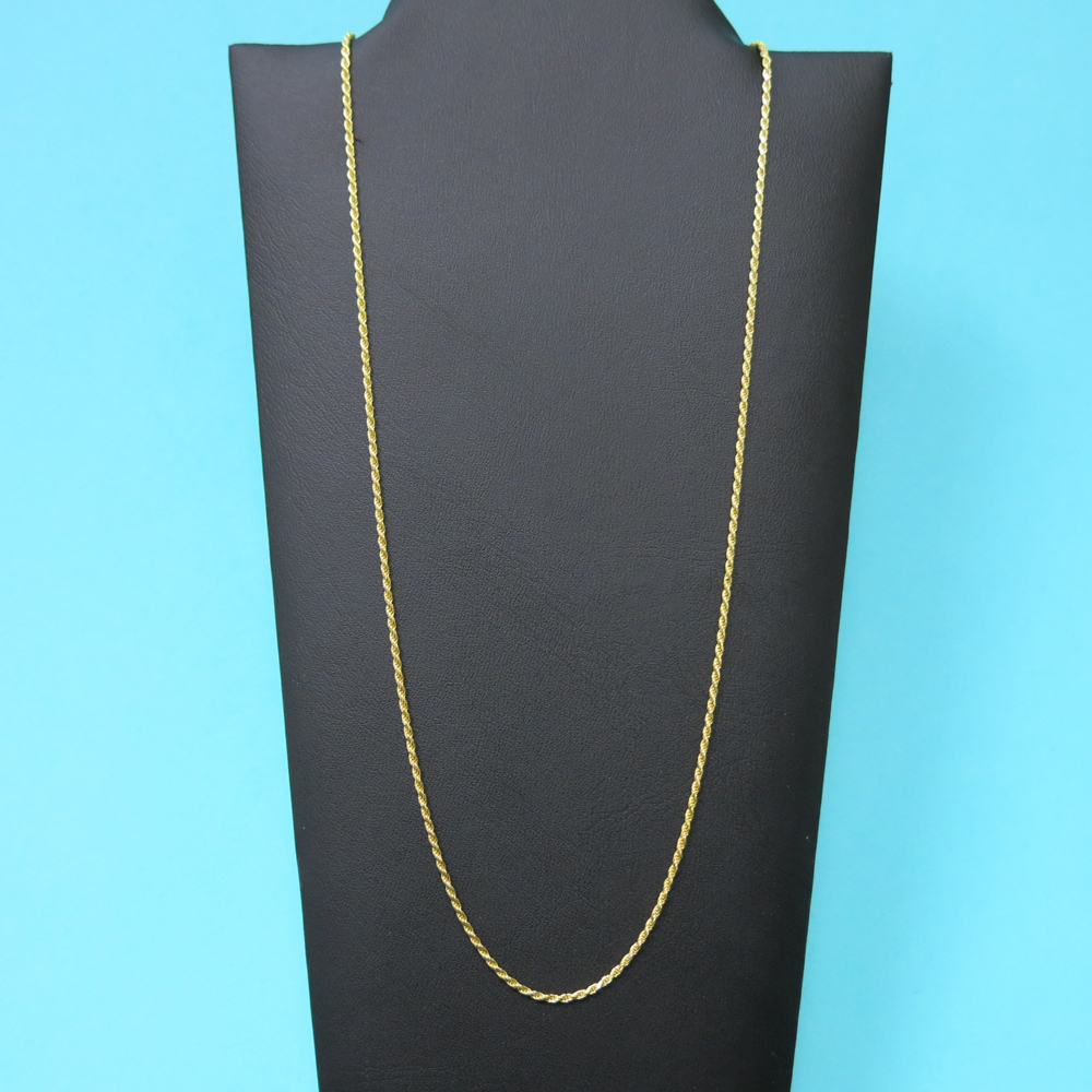 925 Sterling Silver Gold-Plated Diamond Cut Rope 1mm Chain Necklace .925 Italy