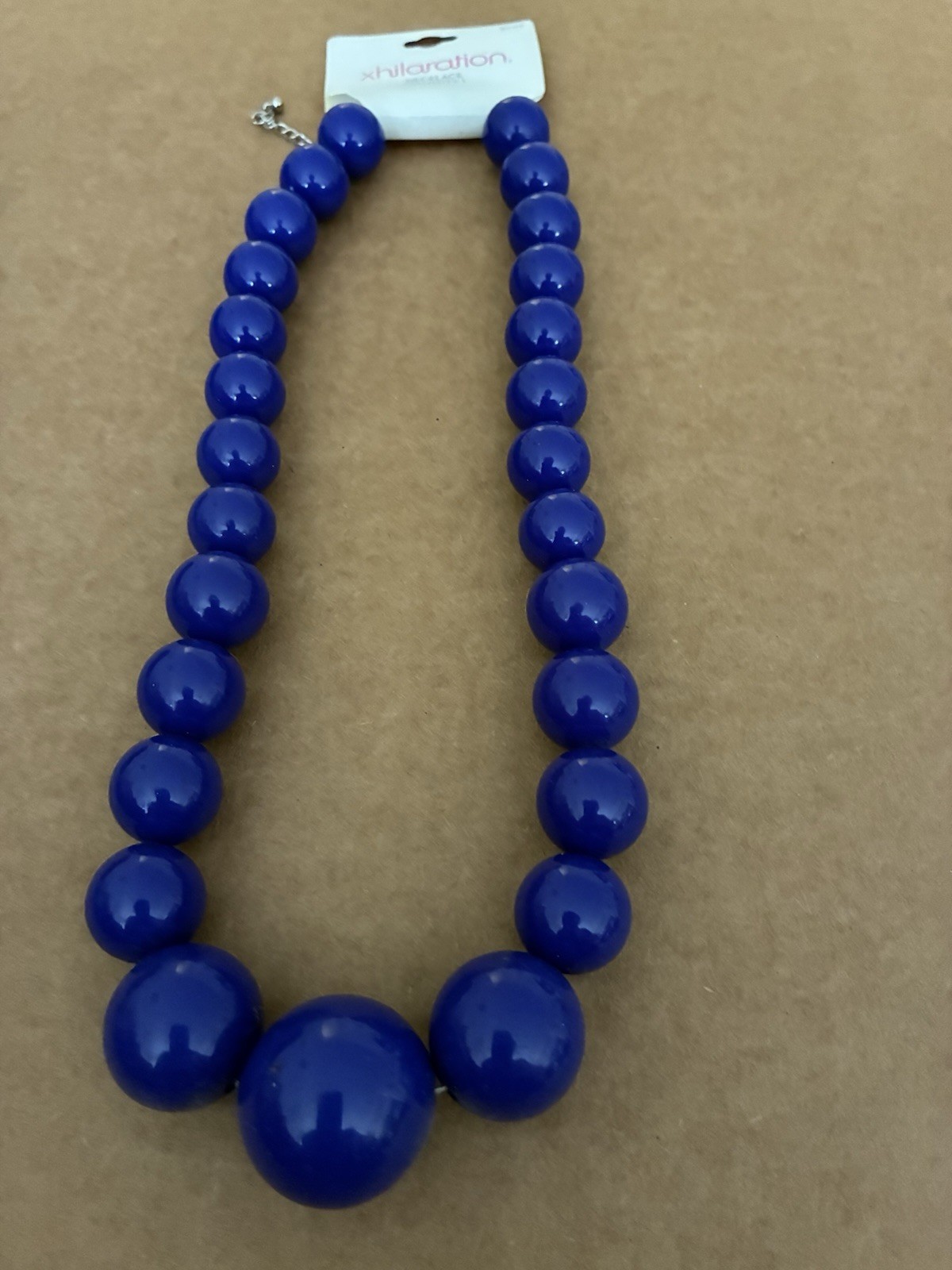Xhilaration Blue Plastic Beaded Statement Necklace Ball/Bead Chain Adjustable
