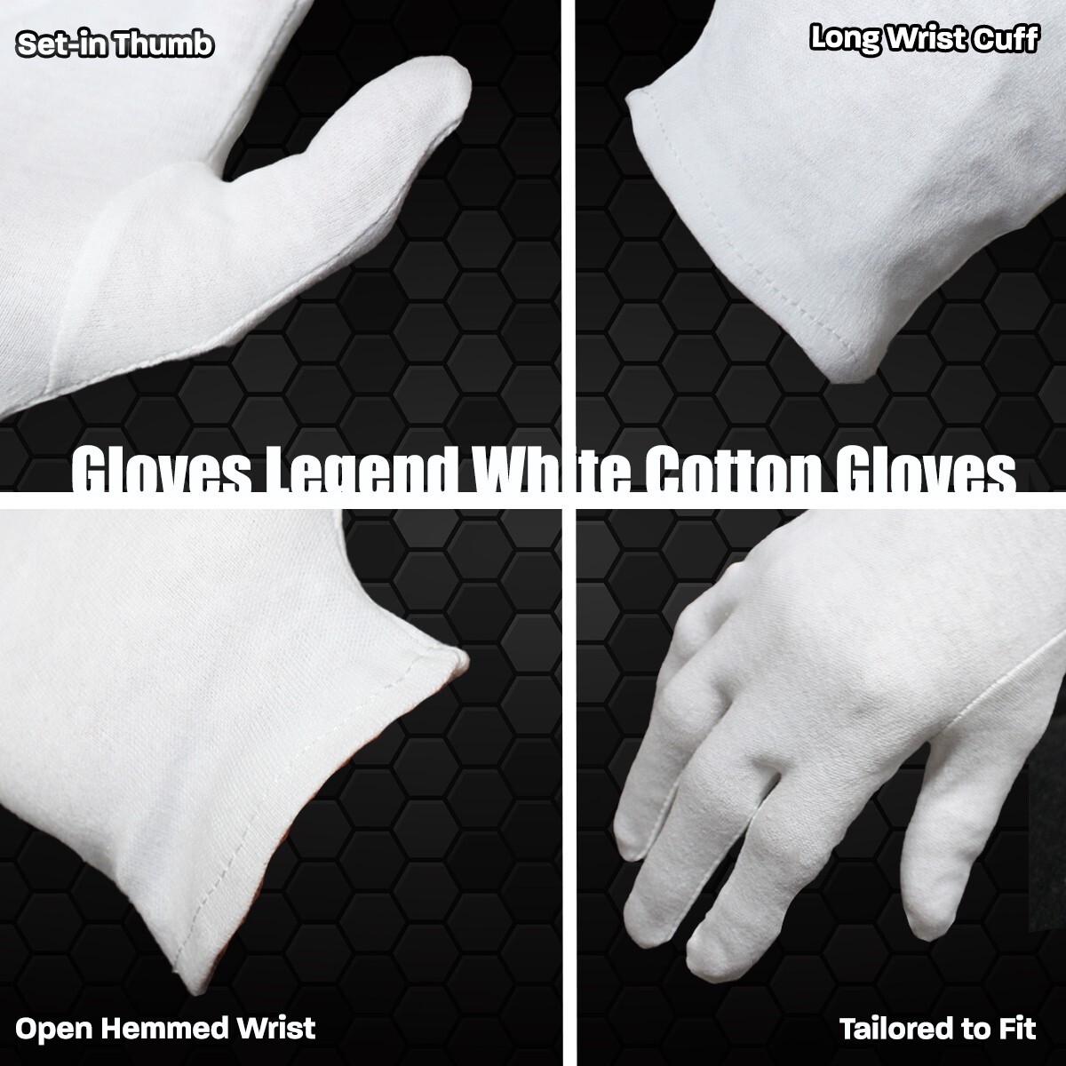 12 Pairs – Size Large – White Cotton Cloth Spa Moisturizing Gloves for Dry Hands