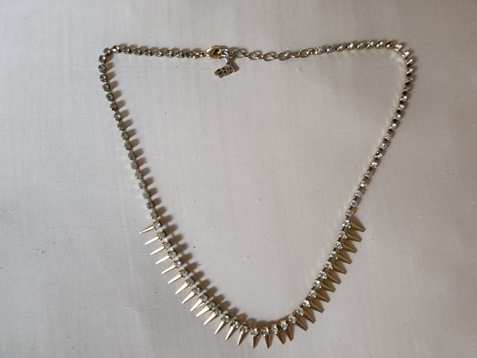 ABS Gold Spikes & Rhinestones Necklace