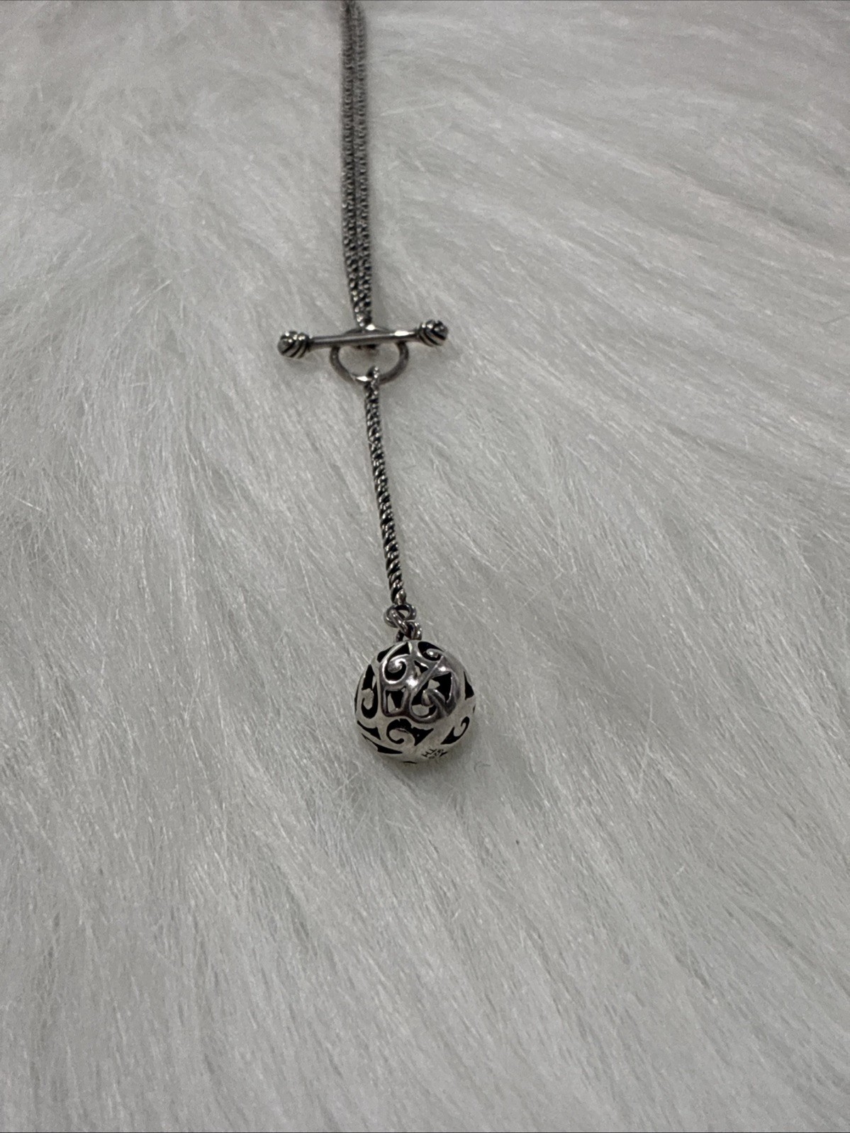 Silpada Oxidized Sterling Silver Lariat Necklace With Thai Filigree Ball 925 TH
