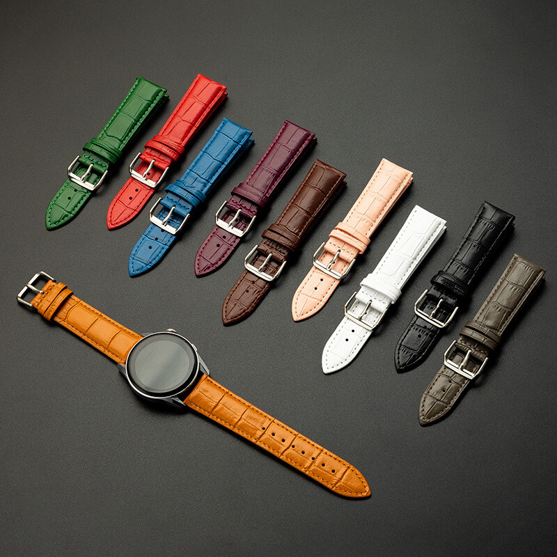 Alligator Grain Leather Watch Band Strap Pin Buckle Watch Accessories 10-24mm