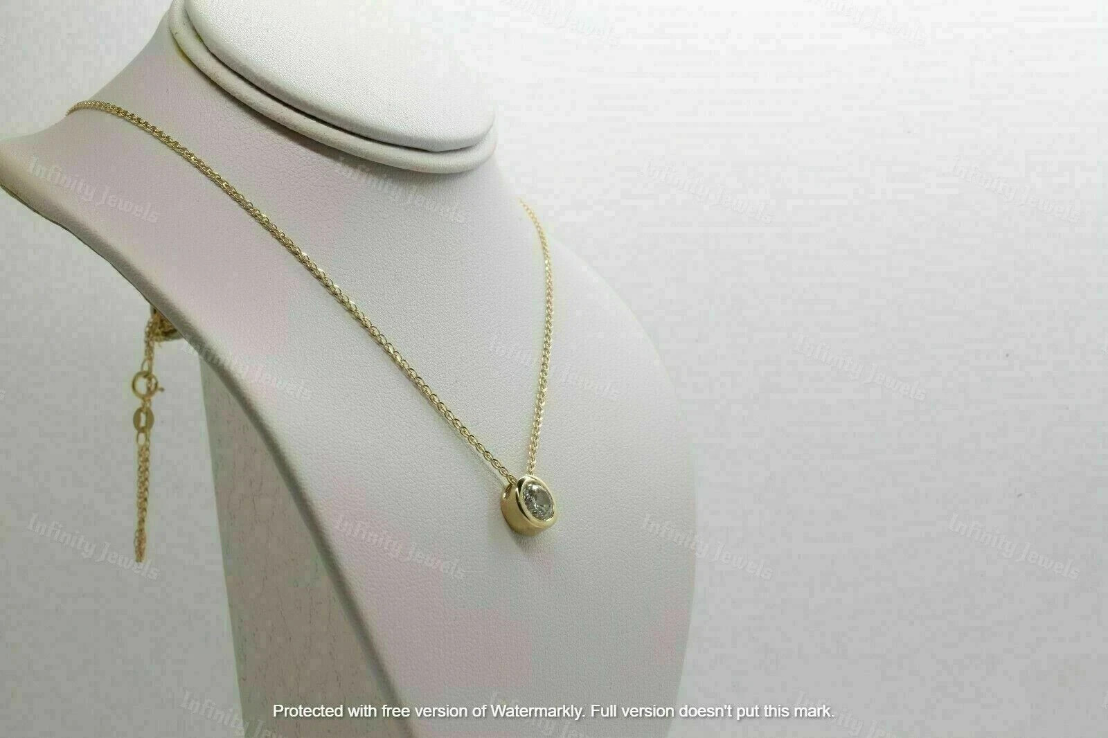 2.00Ct Round Moissanite Solitaire Bezel Set Pendant Real 10K Yellow Gold