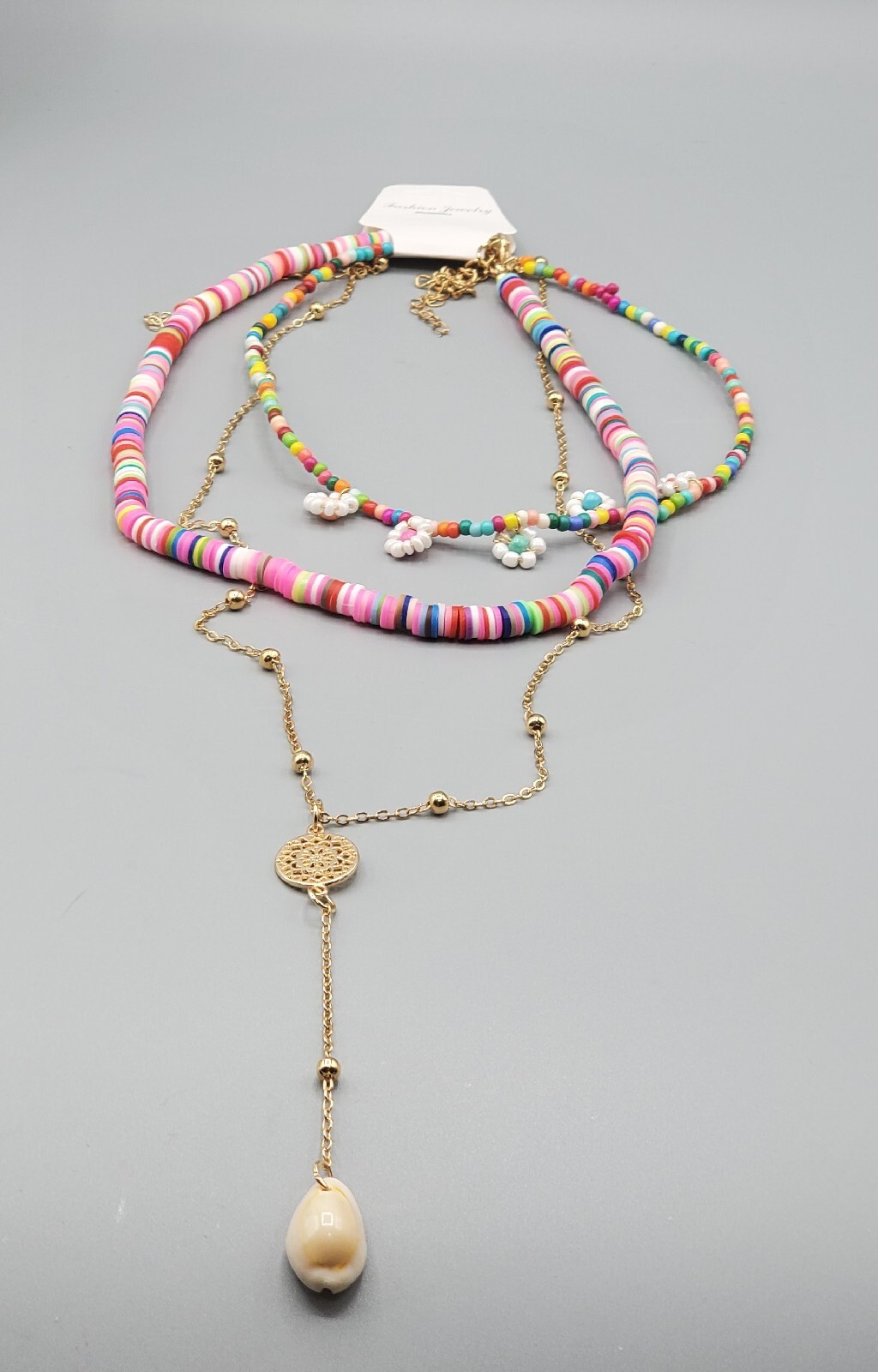 Bohemian Handmade Soft Clay Flowers Multilayer Necklace Fashion