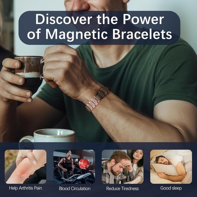 GMOX Men’s Copper Bracelet,3X Strength 99.99% Pure Copper Magnetic Bracelets