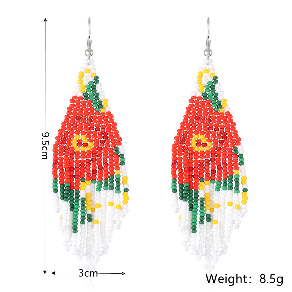 BOHO Seeds Beaded Earrings Flowers Fringe Tassel Bohemian Dangle Drop Handmade