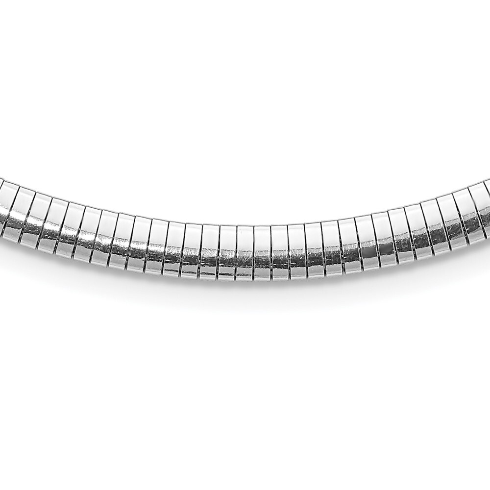 16″ Sterling Silver Rhodium-plated 5.2mm w/2in. Ext Cubetto Omega Chain Necklace