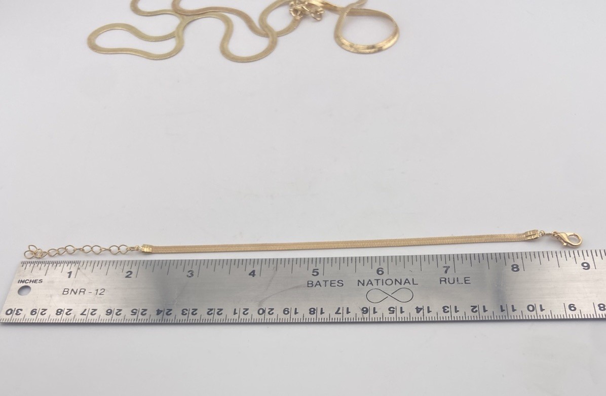 Vintage Herringbone Necklace & Bracelet Set 32″-36″, 7″-9″ Flat Snake