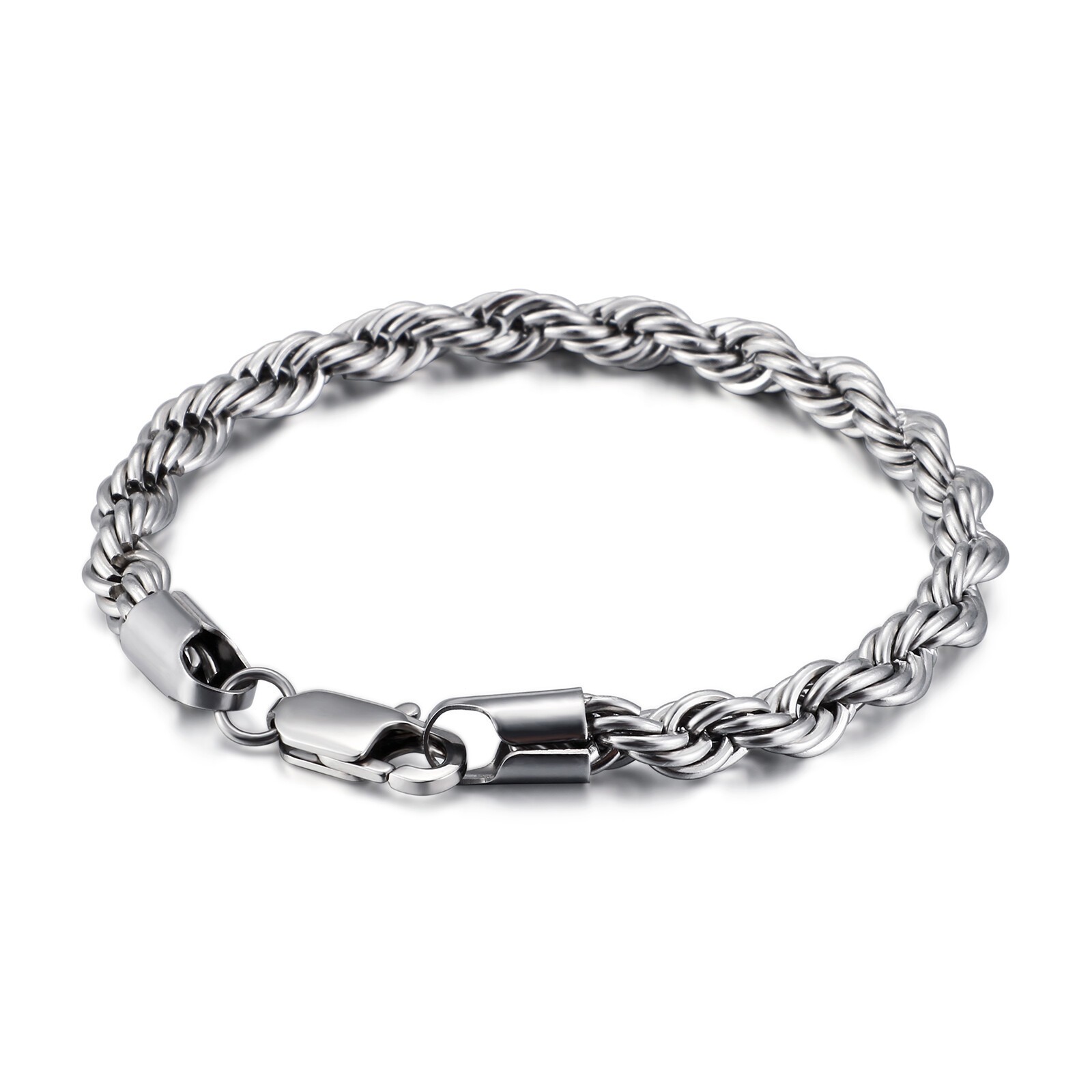 4/6/8MM Stainless Steel Rope Chain Bracelet Women Mens Twist Chain Gold Plated