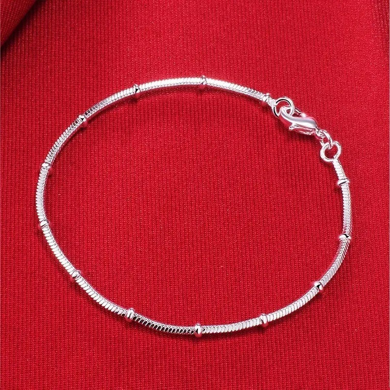 925 Sterling Silver Solid Chain Bracelet Women Men Wedding Gift Jewelry