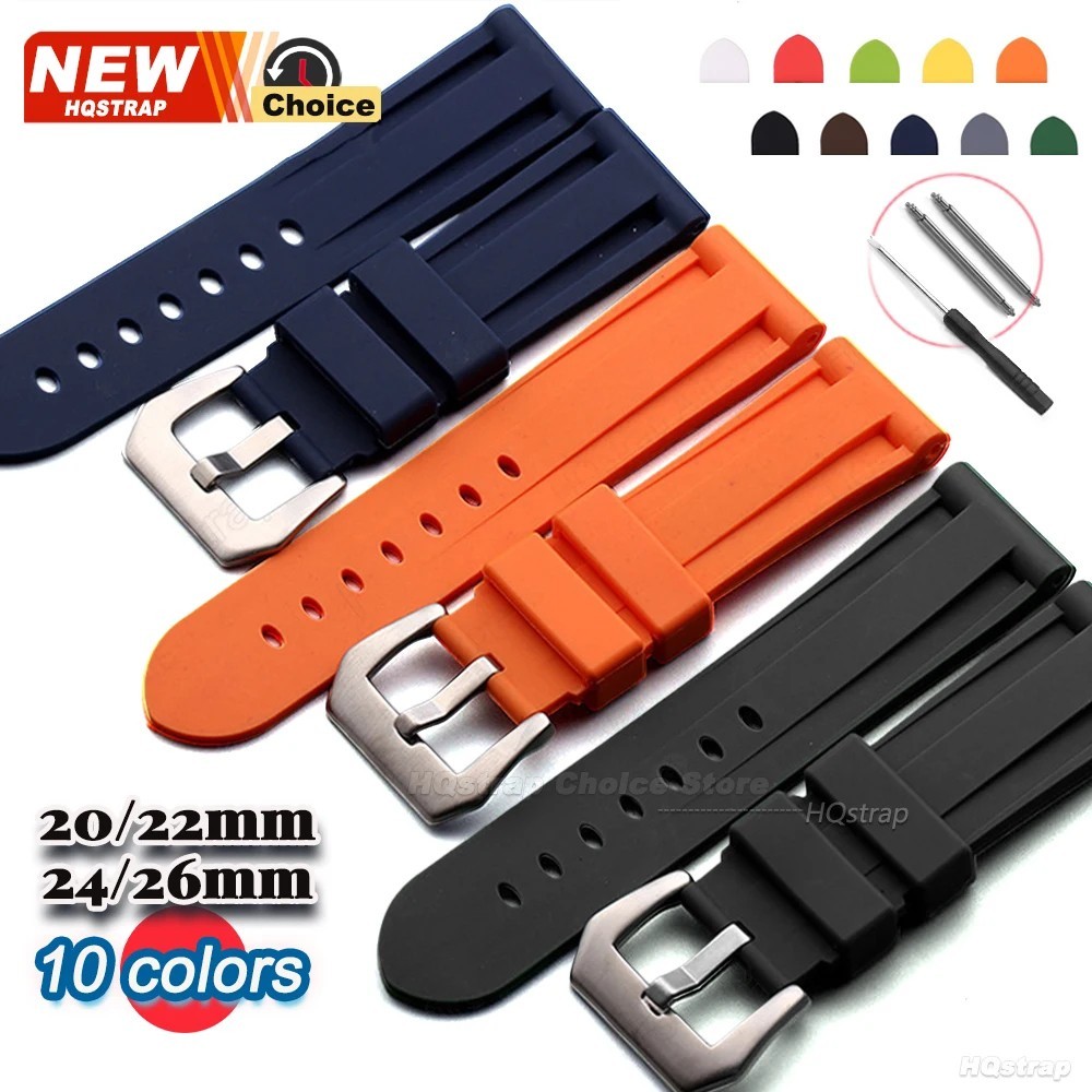 Silicone Rubber Watch Band Sport Replacement Strap 20mm 22mm 24mm 26mm