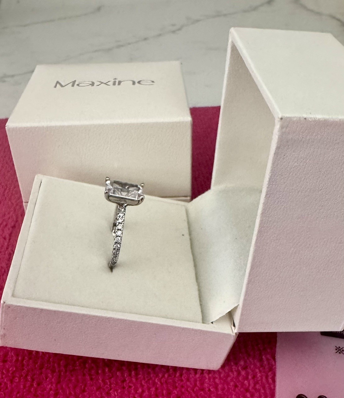 Maxine 3.5 Carat Emerald Cut Simulated Diamond Engagement Ring Size 6